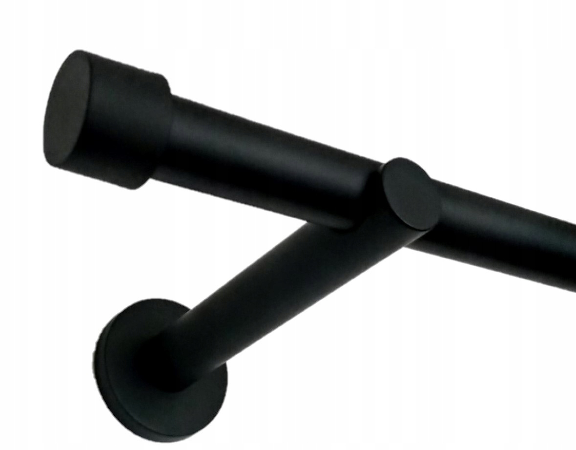 KARNISZ POJEDYNCZY Fi19/310 CZARNY MAT bez żabek