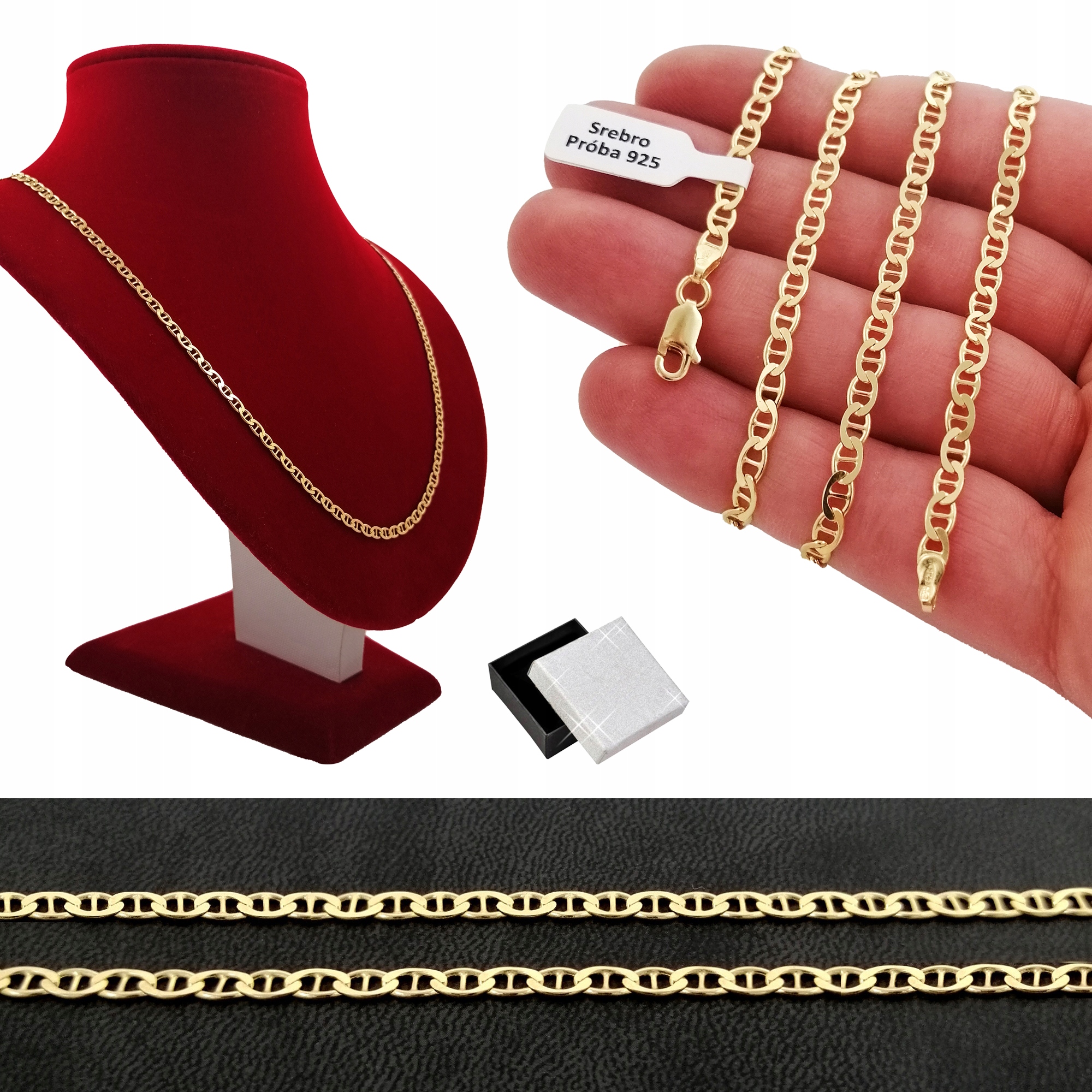 Stříbrný Řetízek Marina Gucci Zlacený 925 Dárek
