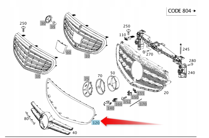 LISTWA CHROMOWANA GRILL MERCEDES E KLASA W212