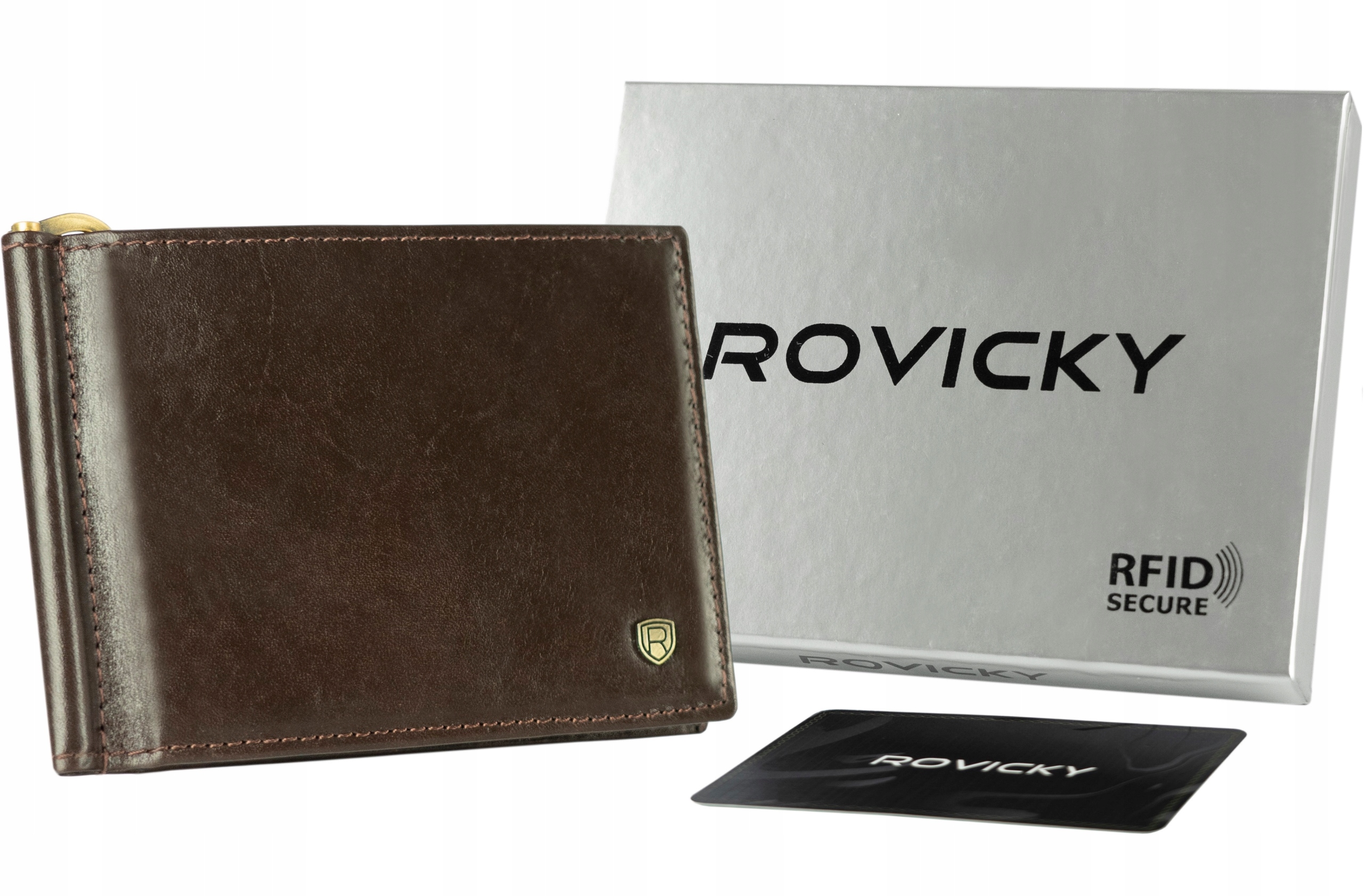 

Rovicky portfel męski skórzany banknotówka pudełko