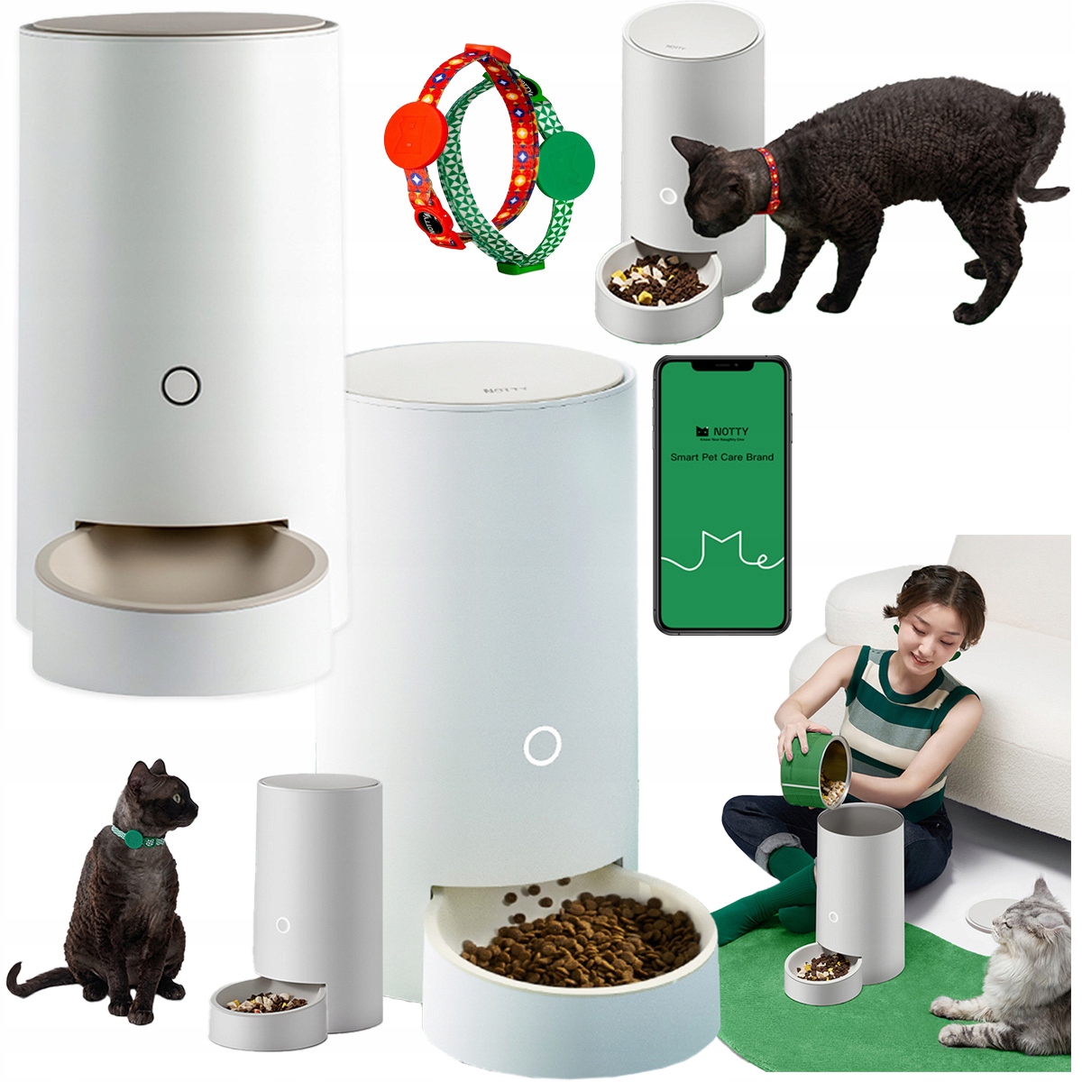 Notty Automatyczny dozownik karmy dla kota podajnik Aplikacja Wi-Fi karmnik