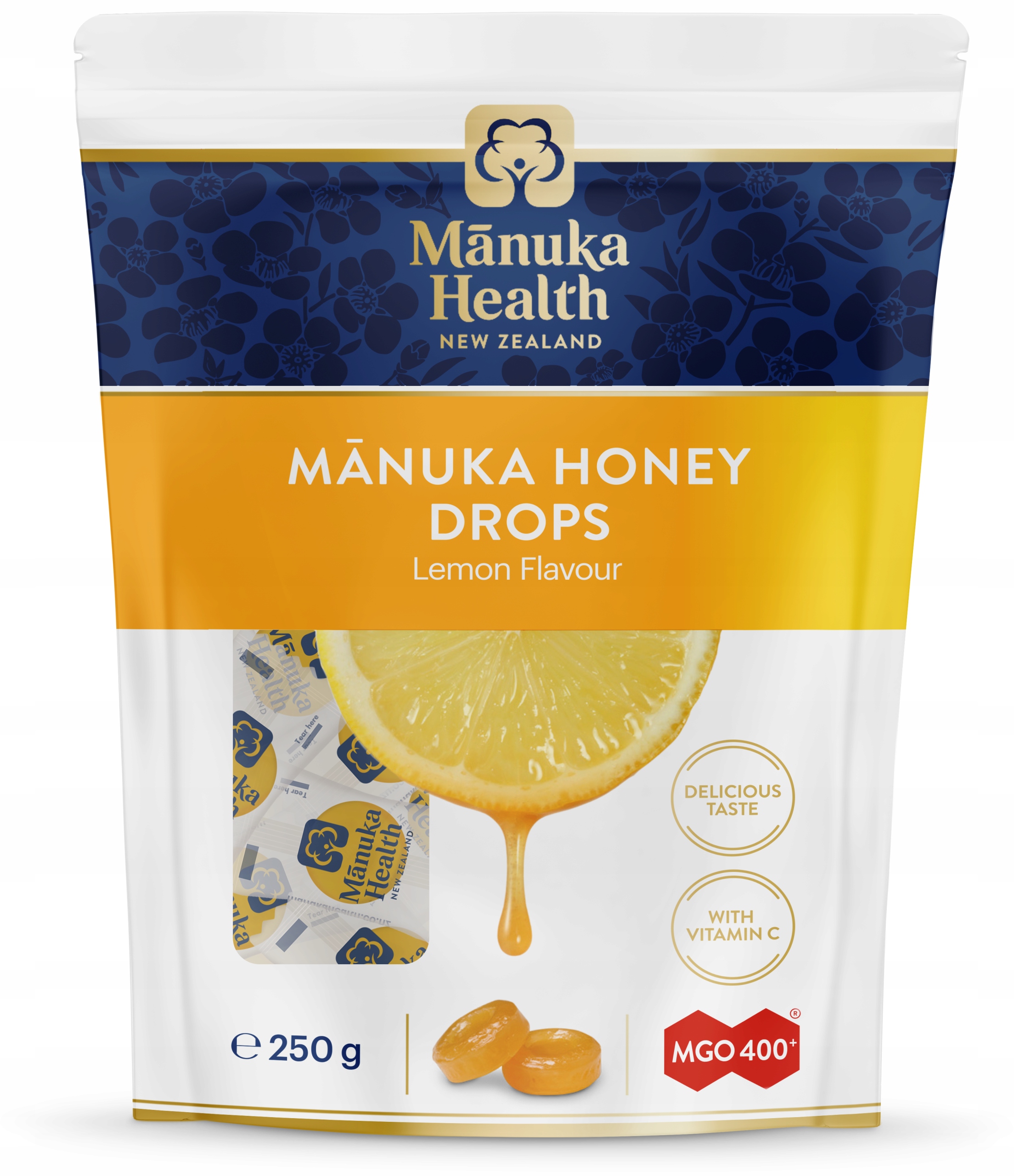 Cukierki z Miodem Manuka MGO400+ i witaminą C, cytrynowe