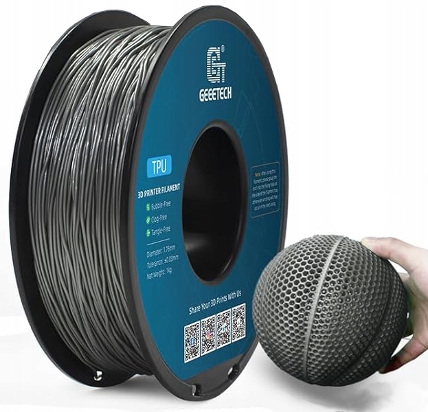 Filament Geeetech TPU 1000g Srebrny Przezroczysty Transparent Silver