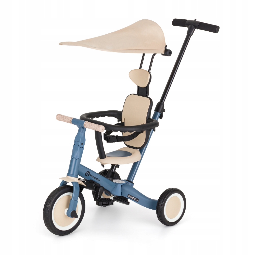 Petite&Mars Wielofunkcyjny rowerek trójkołowy 5w1 Turbo Plus Ocean Blue