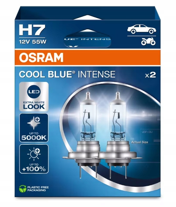 2x H7 Osram Zarówki 5000K Cool Blue Intense Po Next Gen Duo Box