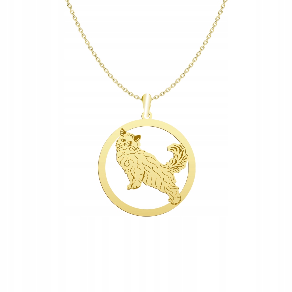 Zlatý náhrdelník s kočkou skotskou Straight 925 Řetízek Žena Gravírování
