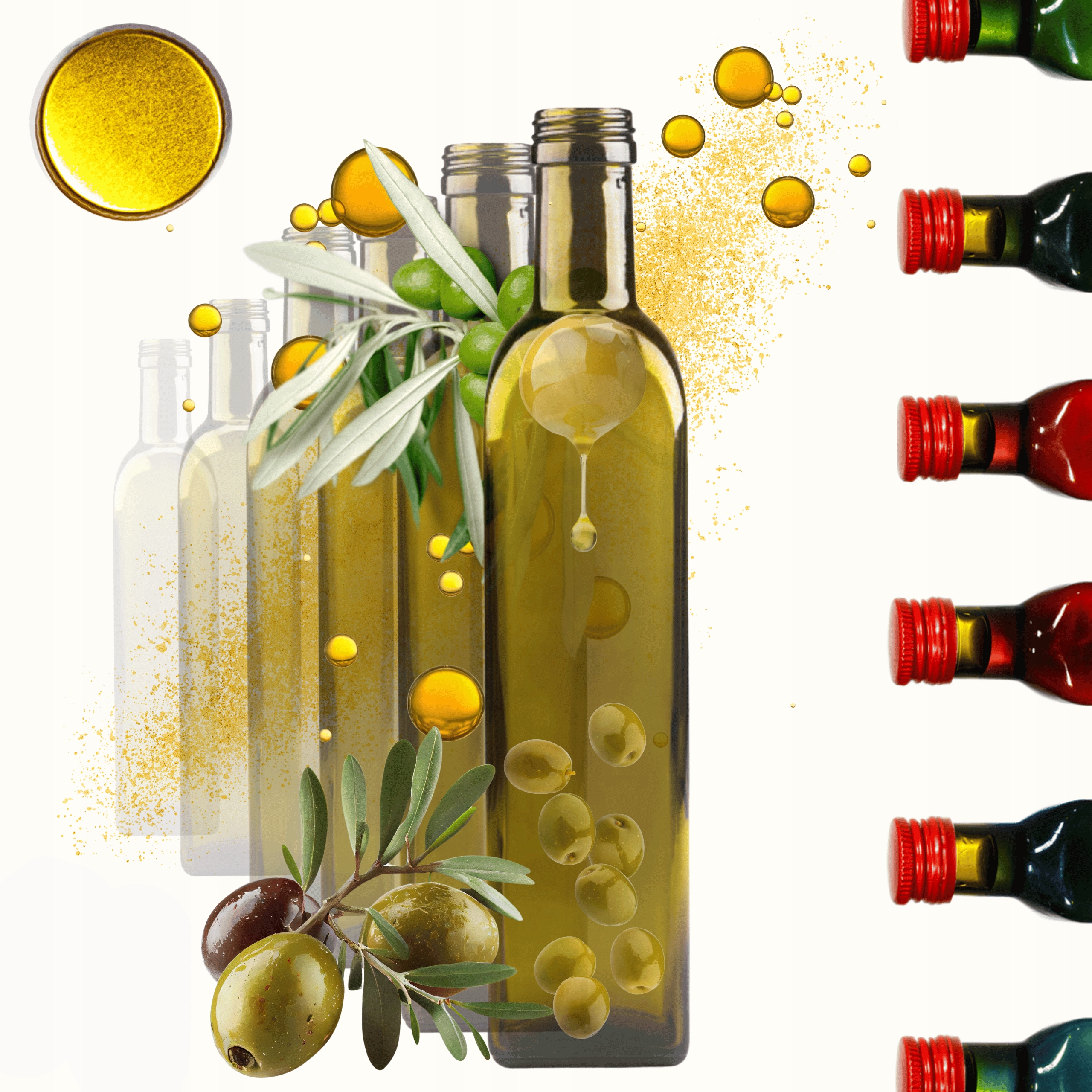 Fľaše 500 ml štvorcové zelené marasky na olej a olivový olej fi31 30ks