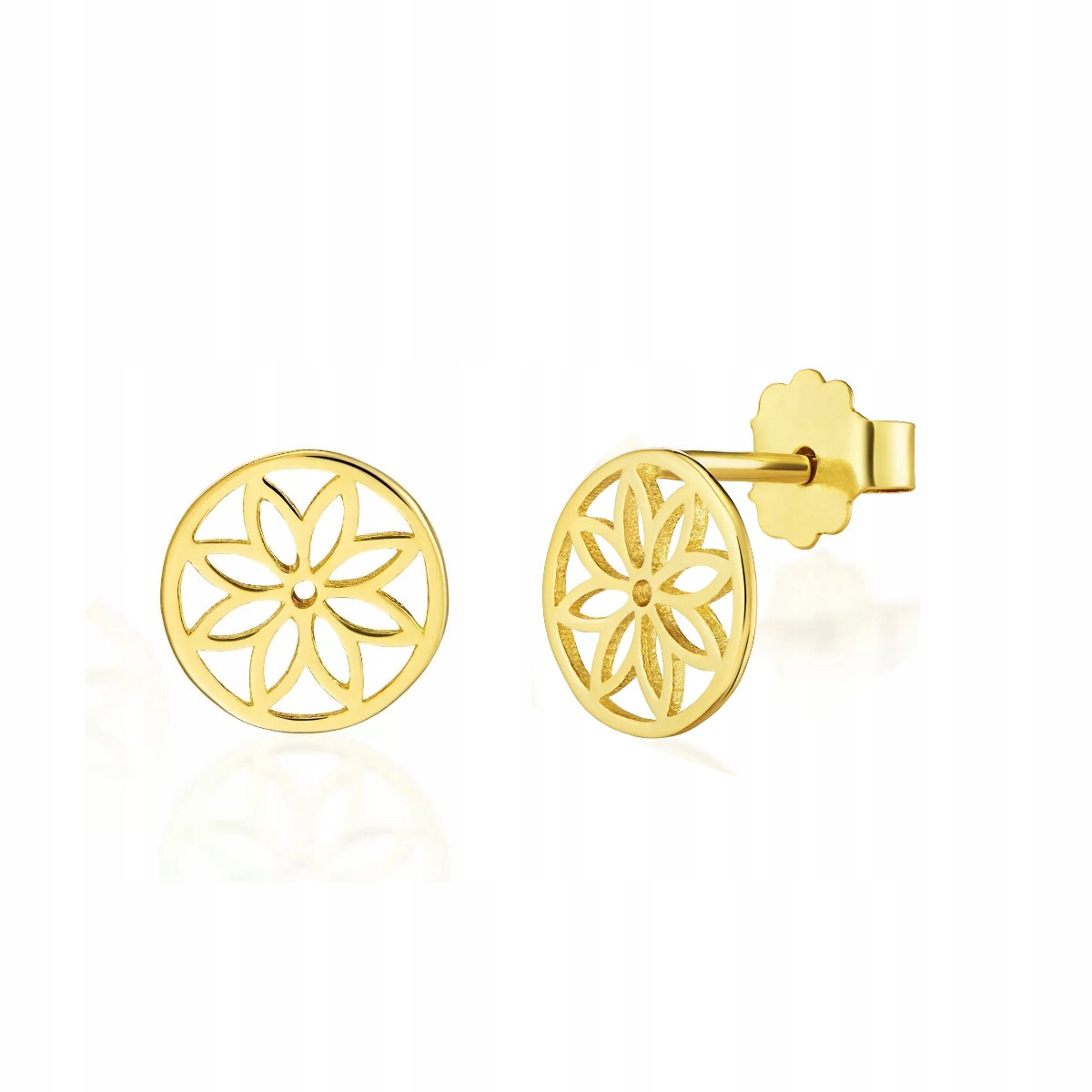 Zlaté náušnice s lotosovým květem v kruhu 585 0.76 g
