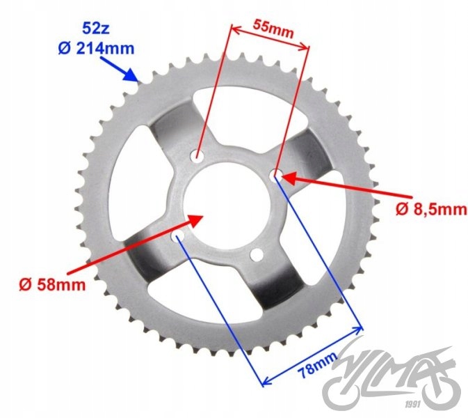 ZĘBATKA TYŁ 52z 428 DO ROMET ZETKA Producent inny