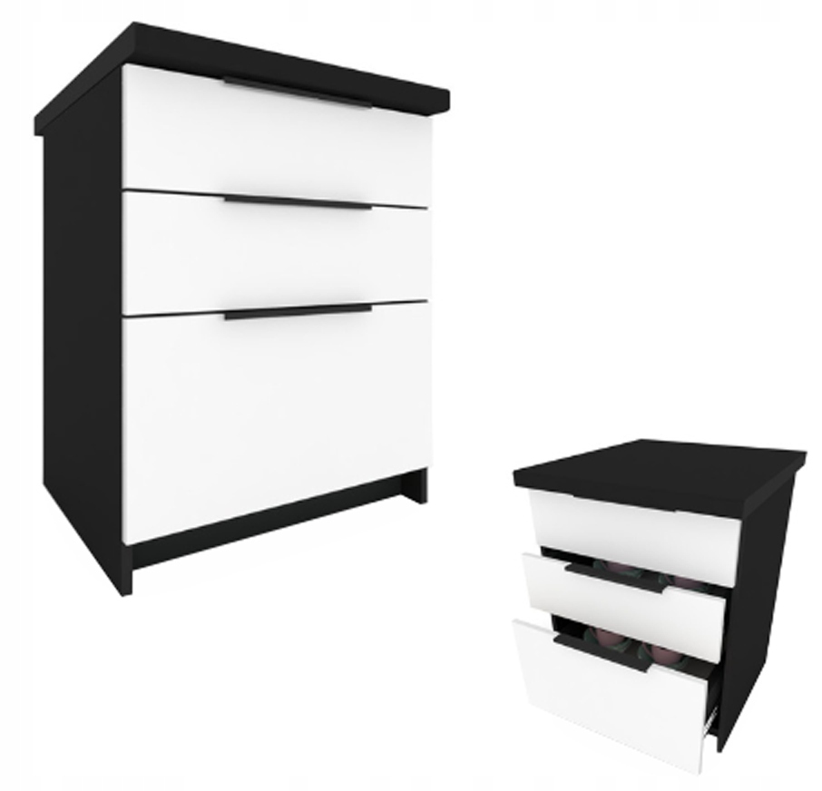 Kuchyňská skříňka Stojící zásuvky Kira Černá Bílá Mat 60 cm S Tlumením Dovírání