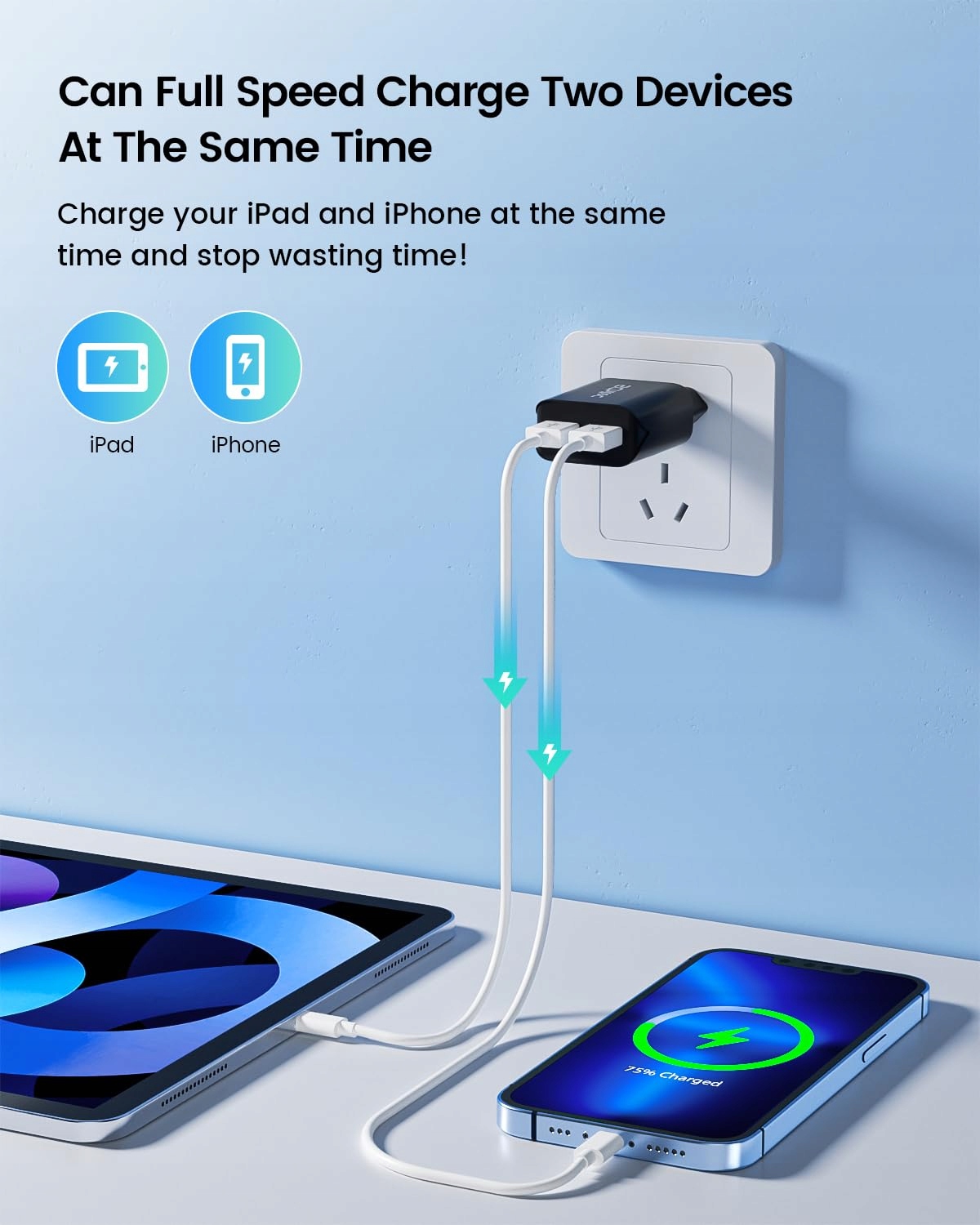 SCHITEC Zestaw 6 Ładowarek USB 2 Porty 5V 2.1A Do Telefonów — miniatura 2