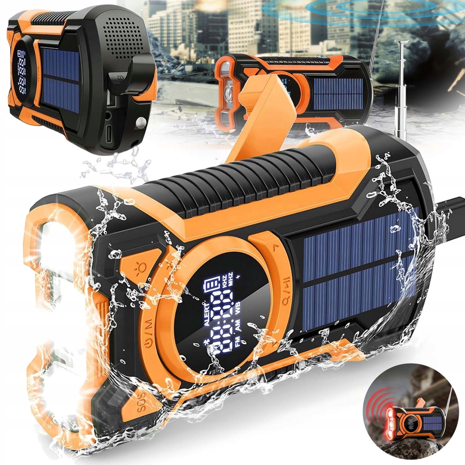 Rádio Na Kliku Přenosné Am/fm Solární Dynamo Powerbanka 5000MAH 3 Režimy