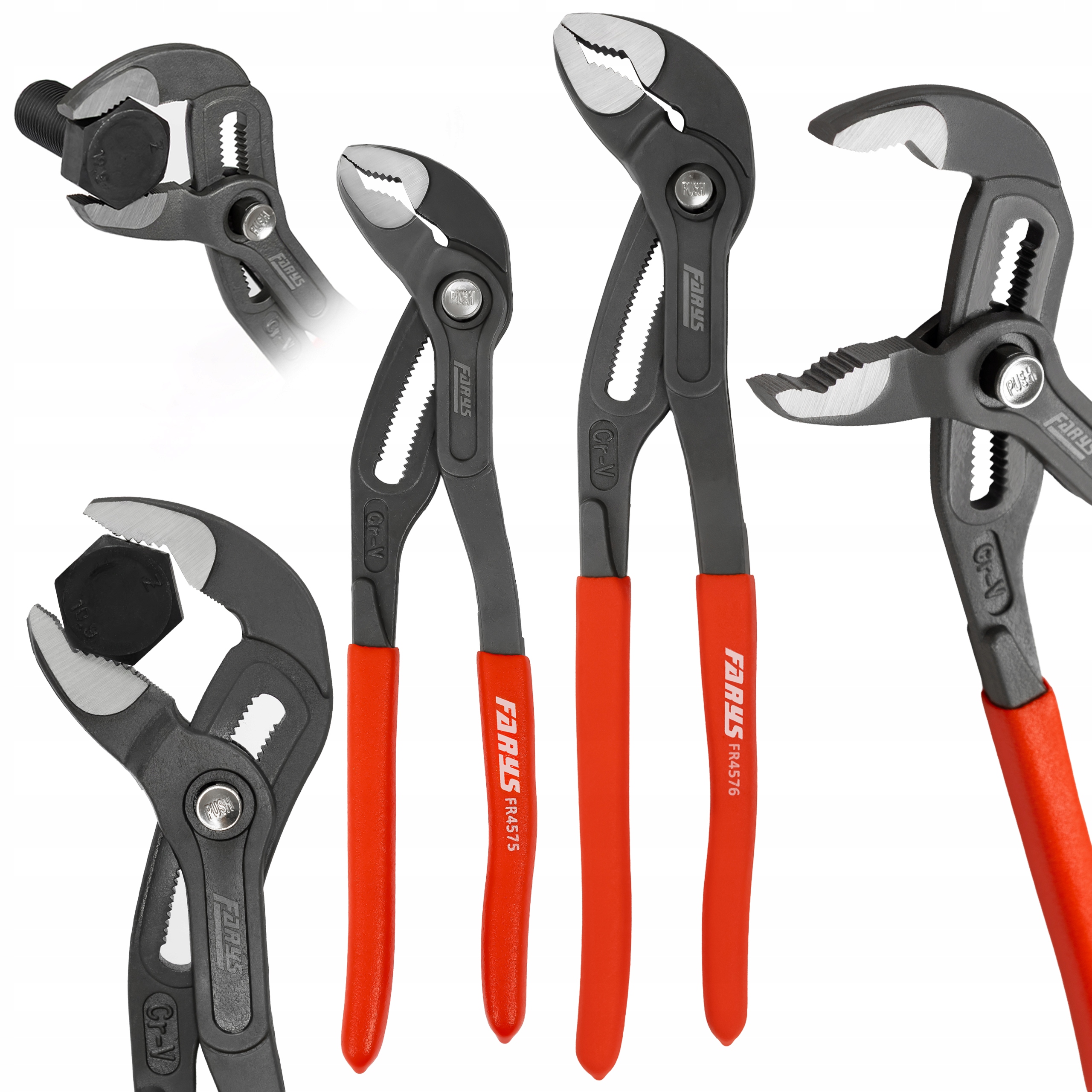 Szczypce Nastawne 250mm 300mm Klucz do Rur Kobra Zestaw 2szt Farys