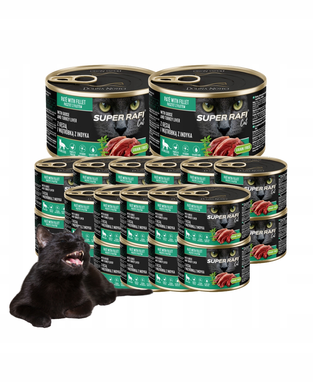 Krmivo pro sterilizované kočky Rafi Cat Husa a Krůta 24x185 g