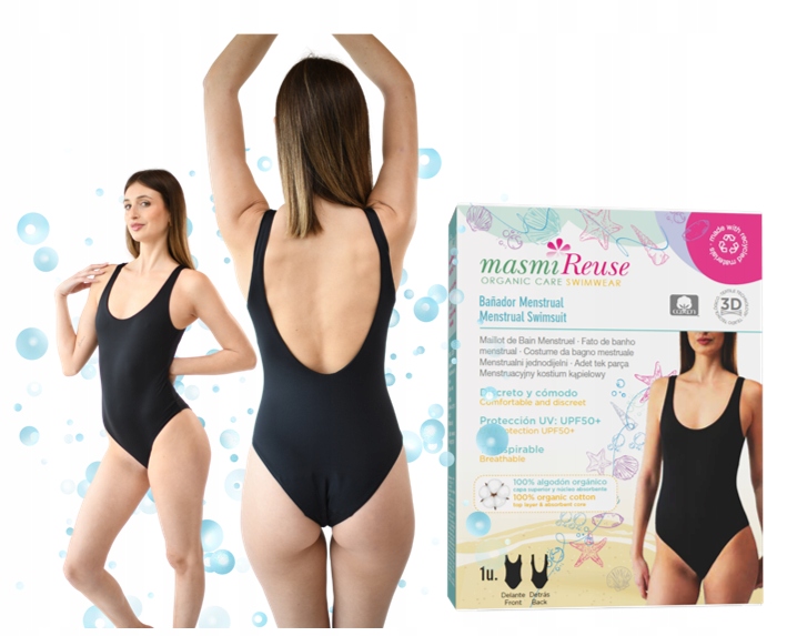 Menstruační kostým koupel/bazén, Masmi, chloruodolný UPF50+ M