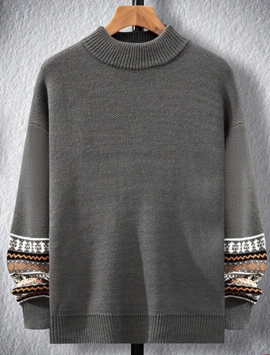 SHEIN SWETER MĘSKI SZARY Z DŁUGIM RĘKAWEM M V4A