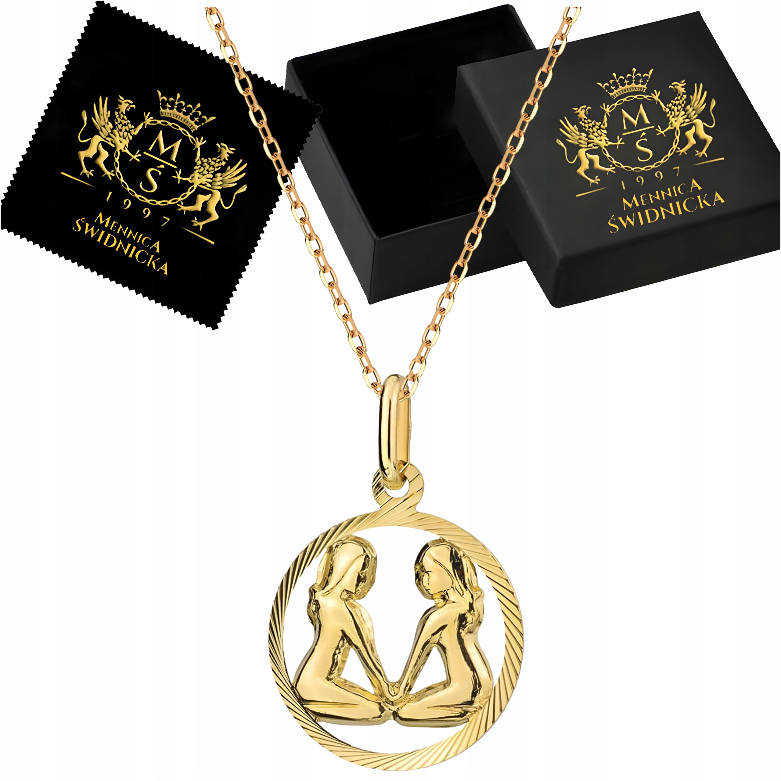 Znamení zvěrokruhu Blíženci Zlatý náhrdelník Zlato 585 Řetízek Ankr Dárek