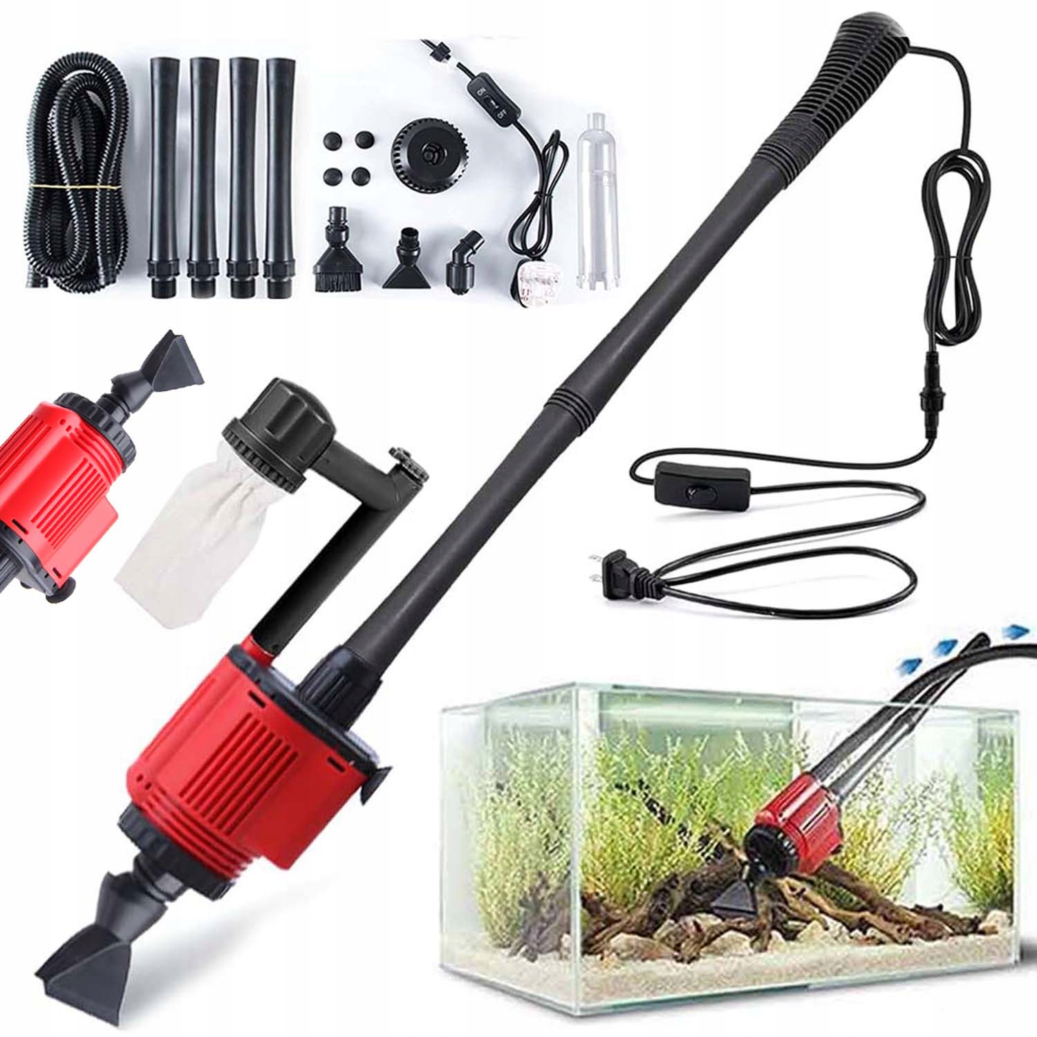 Levně Výkonný Víceúčelový Elektrický Odkalovač Do Akvária 6V1 1800L/H 28W