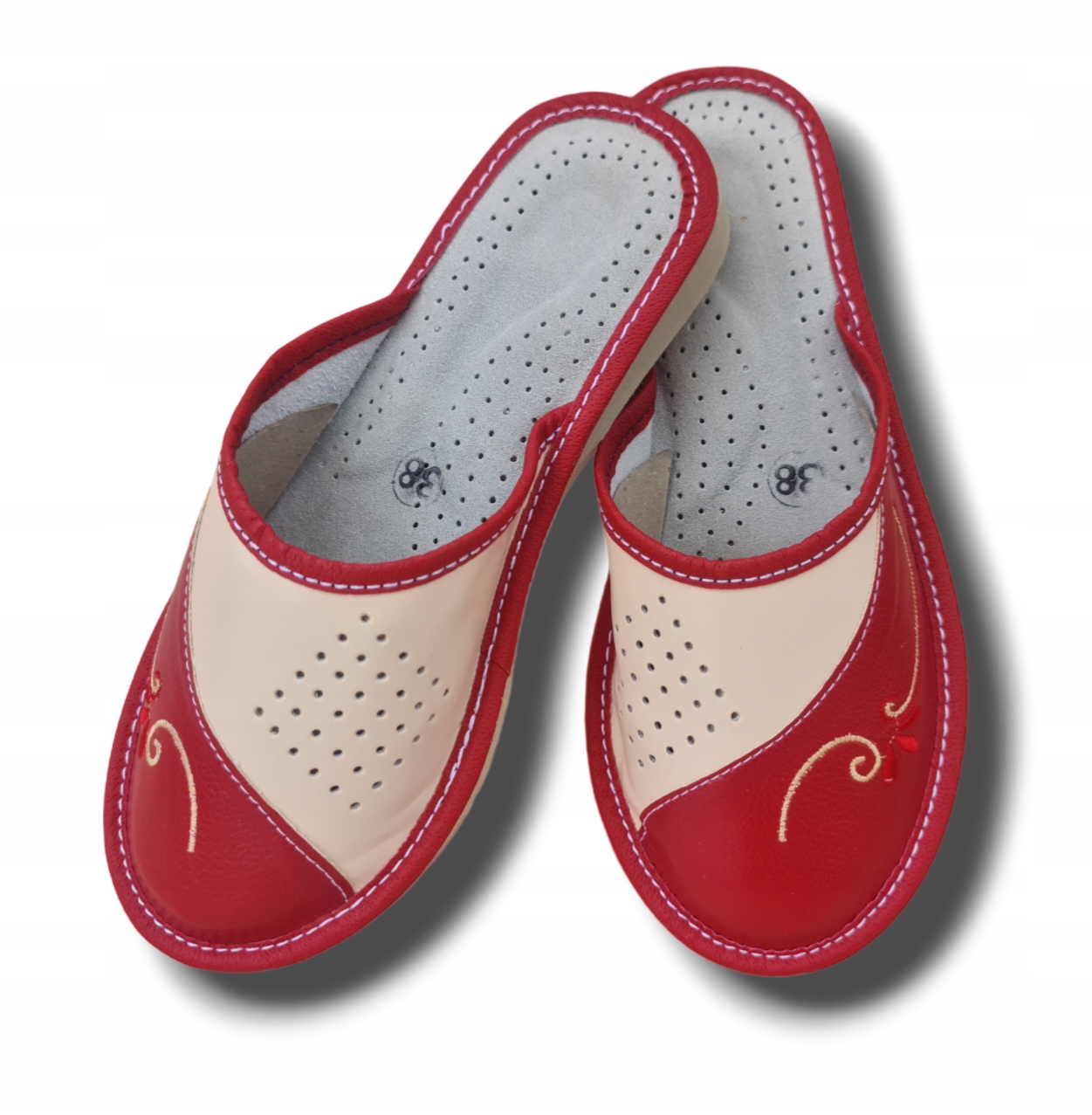 Pantofle Klapki Laczki Damskie Skórzane Rozmiar 38 Wsuwane Rozmiary 36-41 Rozmiar 38