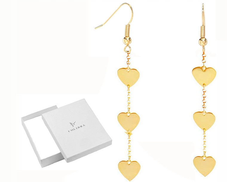 Náušnice Zlaté Srdce Velmi Dlouhé, Efektní Do Kompletu, Zadní/přední Část