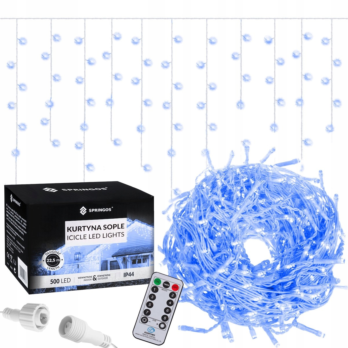 

Kurtyna Lampki 1500LED Zewnętrzne Niebieskie 67m
