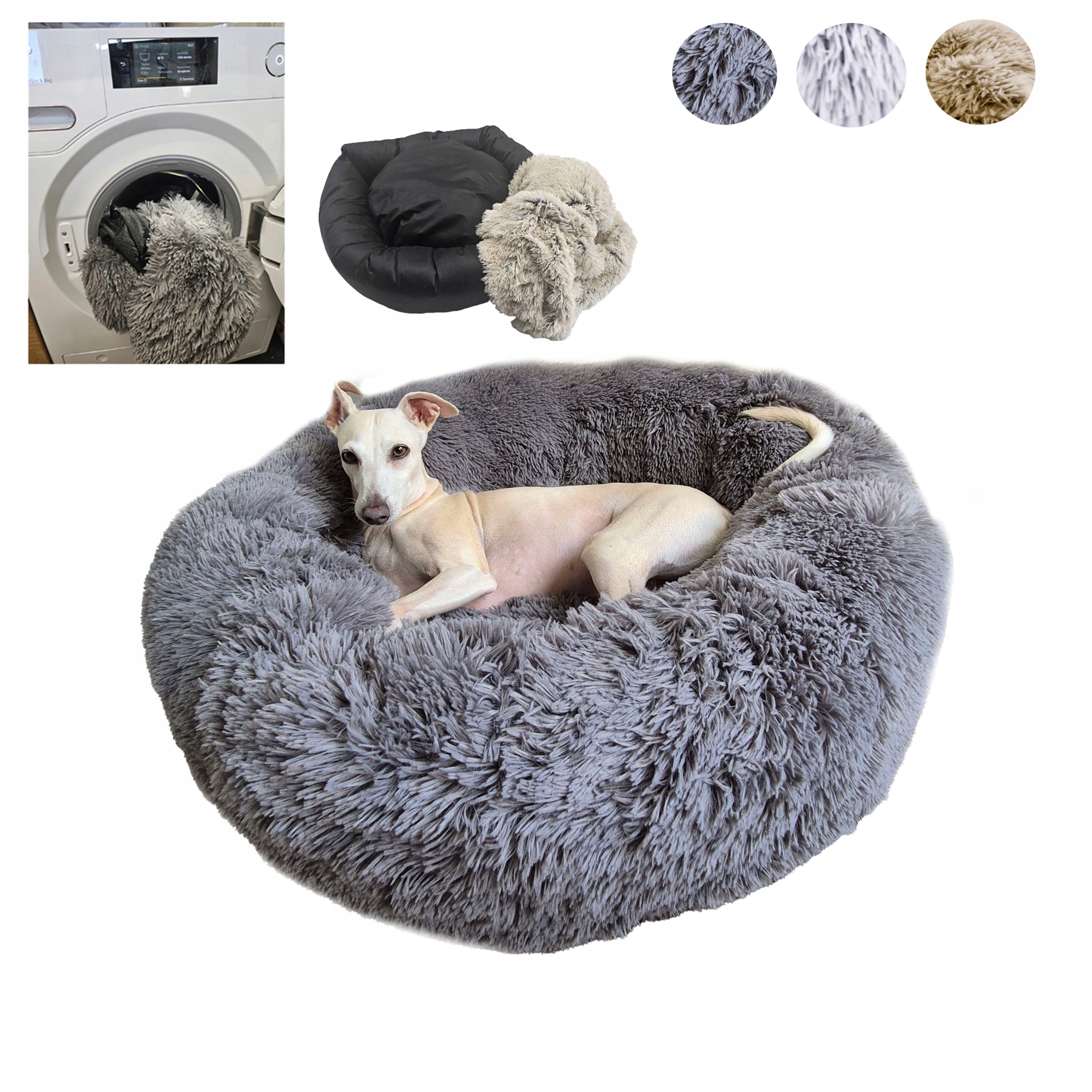 Levně Pelíšek Obláček pro psa a kočku Shaggy 80 Odnímatelný potah Šedý