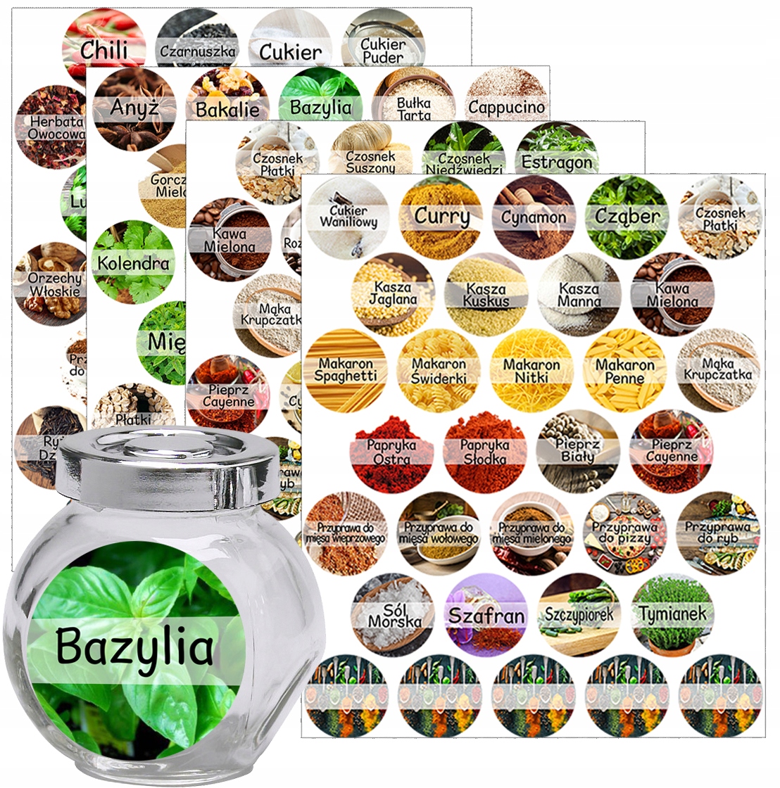 Naklejki KOLOROWE na przyprawy pojemniki 50mm 137