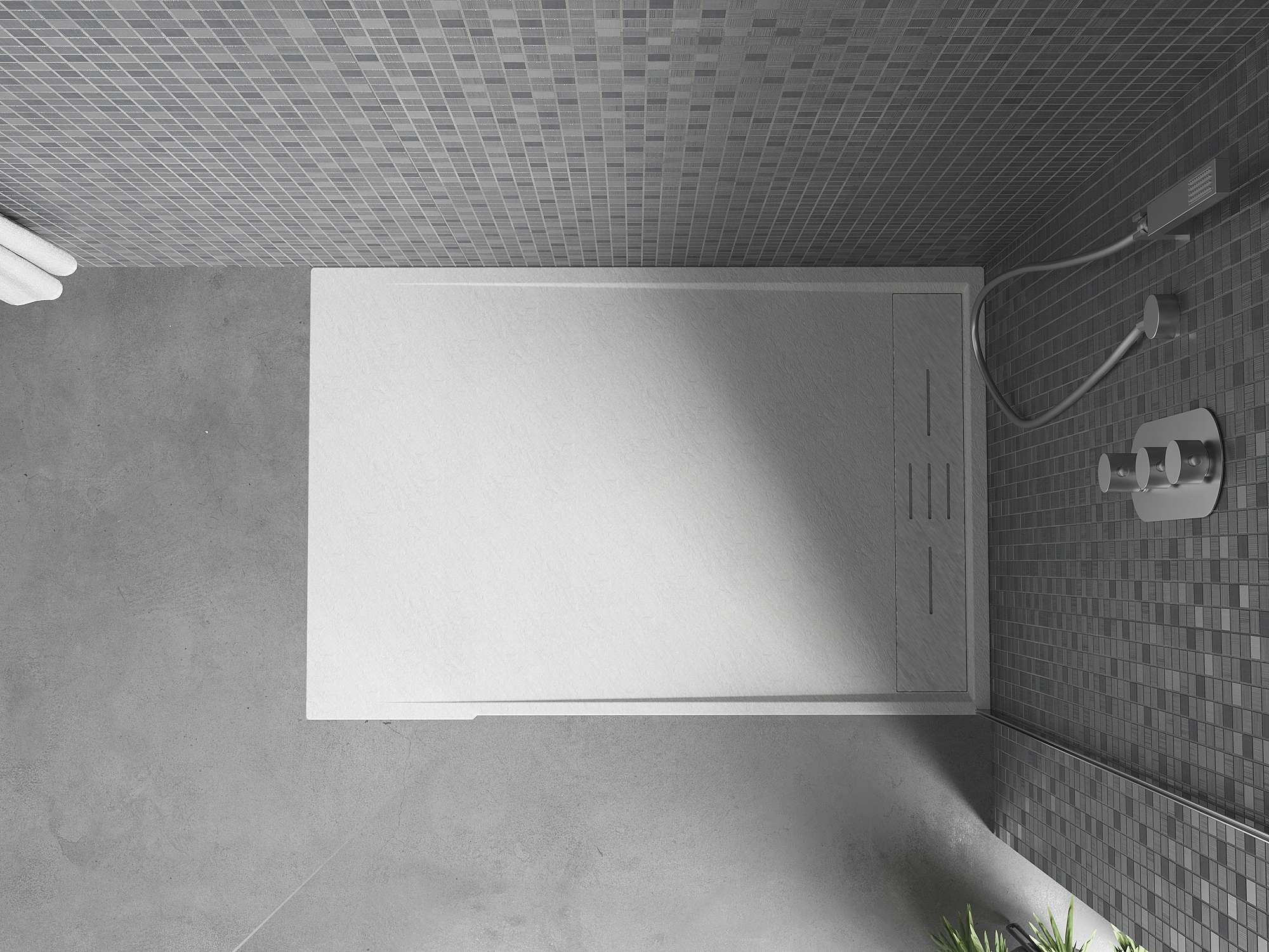 MEXEN AMON BRODZIK PROSTOKĄTNY SMC STRUKTURA KAMIENIA 130 x 70 CM BIAŁY Kształt prostokątny