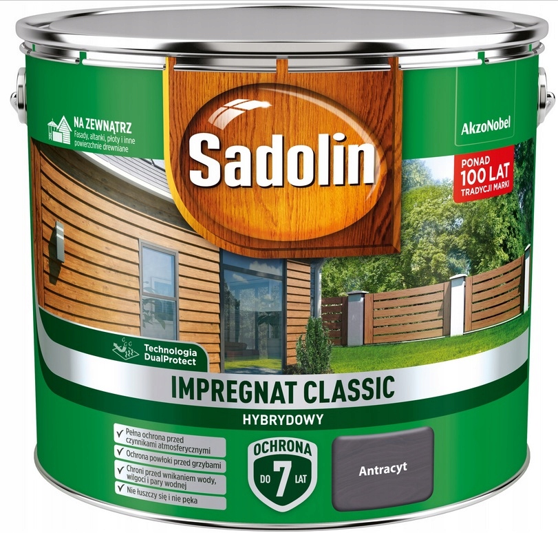 Impregnat Sadolin Classic- do drewna, antracyt 9l