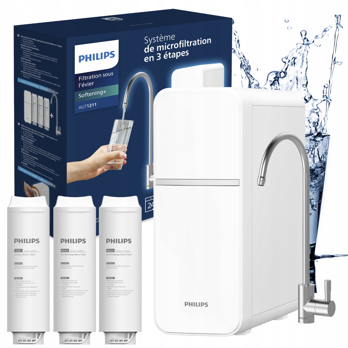 Przepływowy, zmiękczajacy filtr wody Philips AUT1211/10, filtr pod zlew
