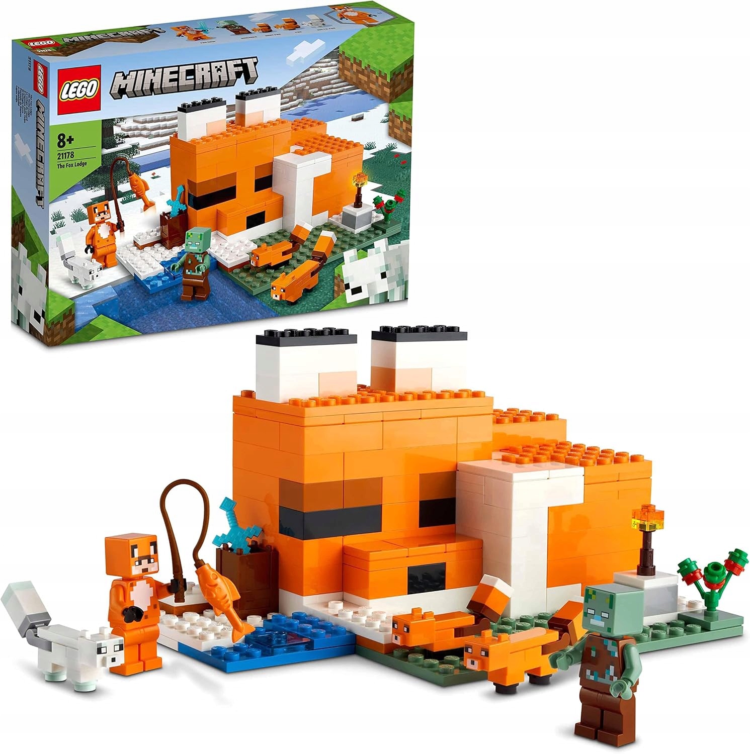 Lego 21178 Minecraft – Liščí sídlo, domeček a figurky, Hračka od 8 let