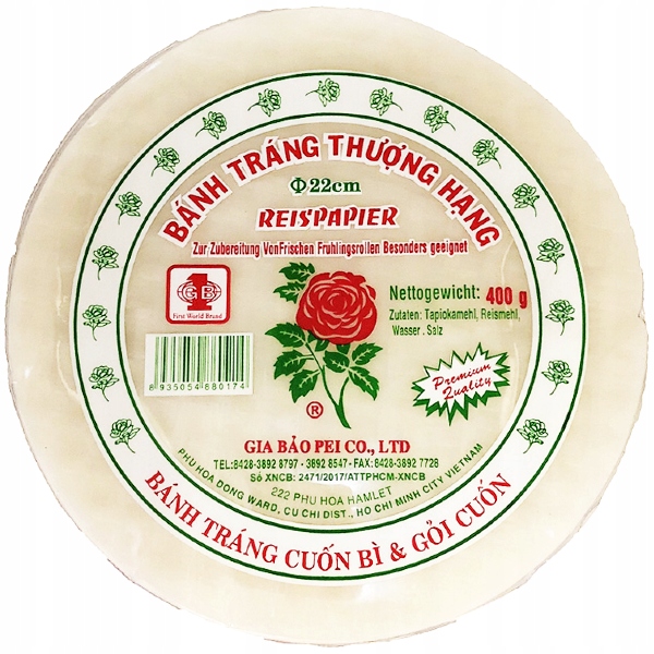 

Papier ryżowy okrągły 22cm, 400g Gia Bao Pei
