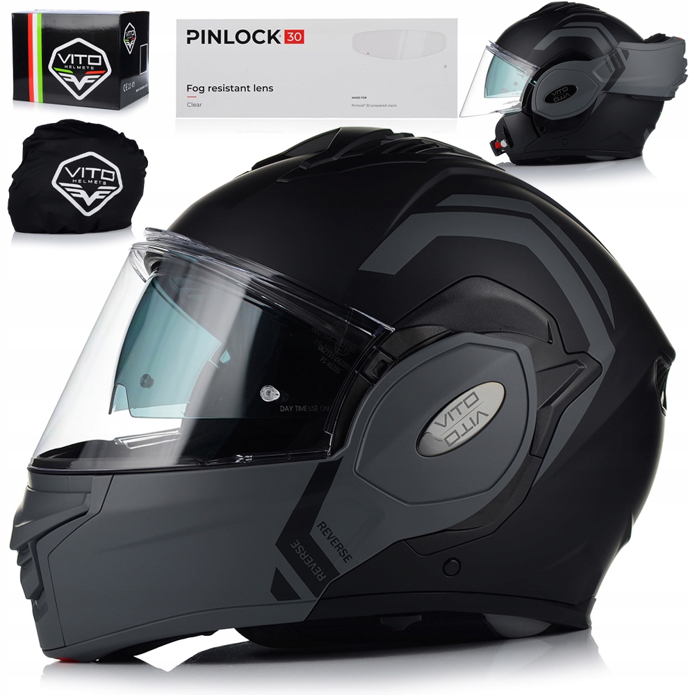 Motocyklová Prilba S Čeľusťami| Vito Reverse Grey Modulárna Pinlock Clona