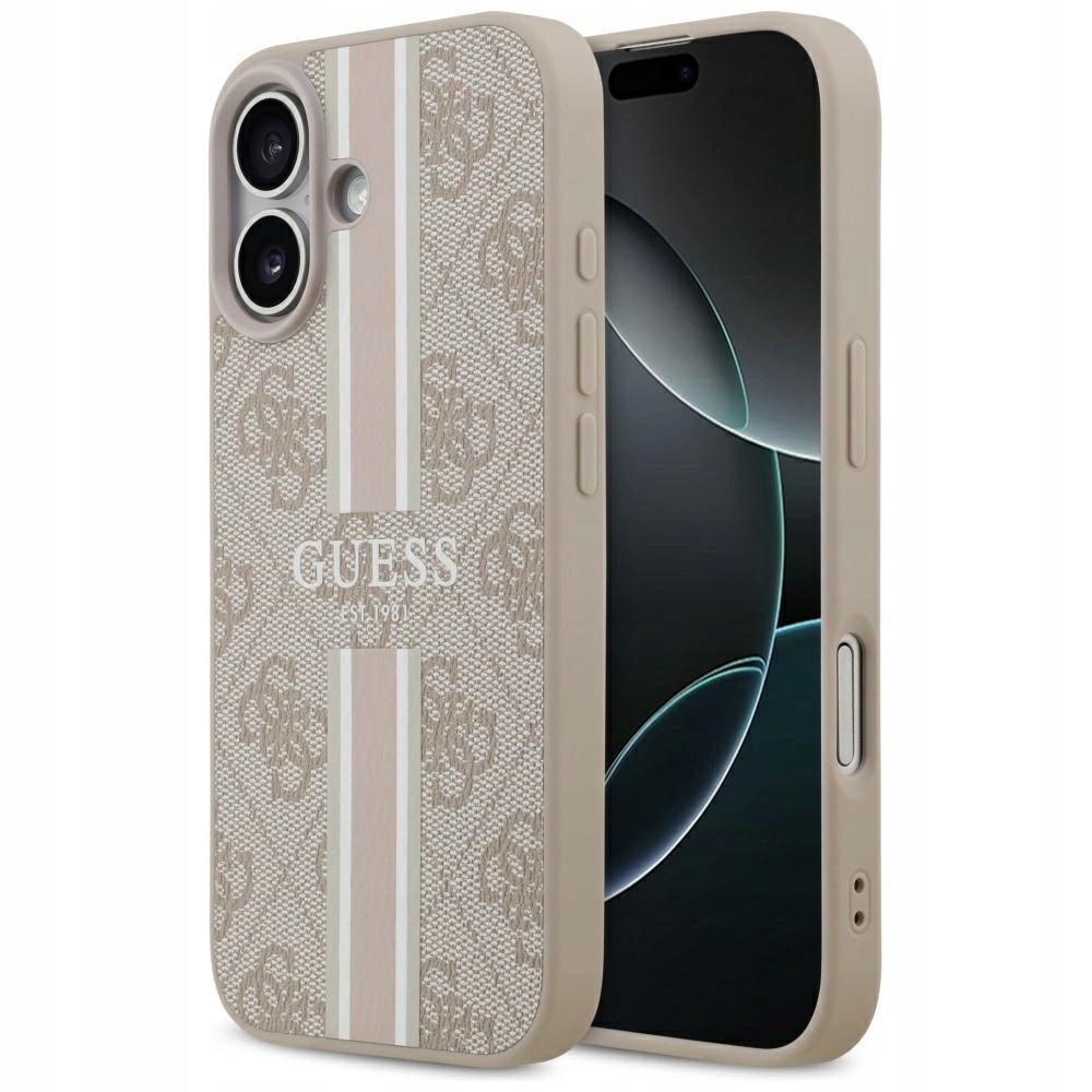 Pouzdro Guess 4G Printed Stripes MagSafe pro iPhone 17 růžové