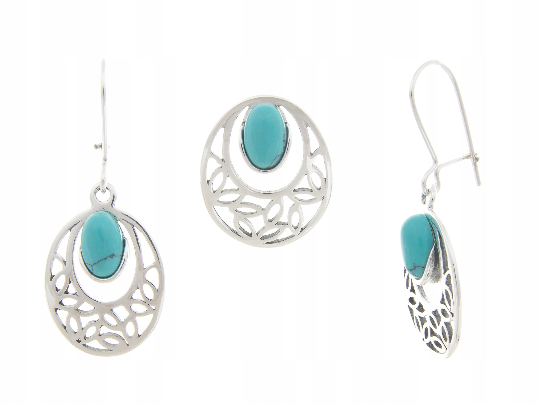 Stříbrný Komplet Náušnice Přívěsek Tyrkysový Dárek