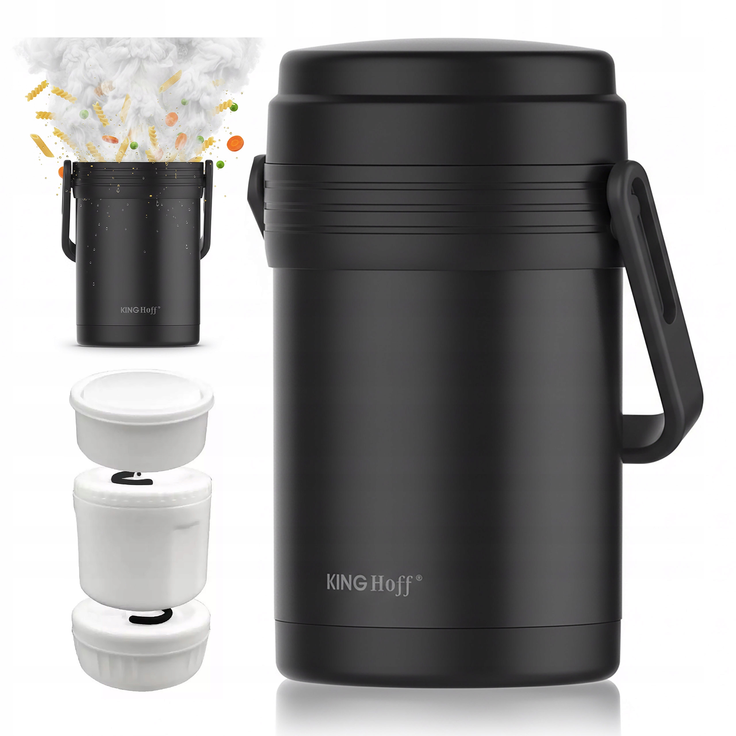 Termos obiadowy na żywność zupę stalowy 1,5l 3 pojemniki turystyczny