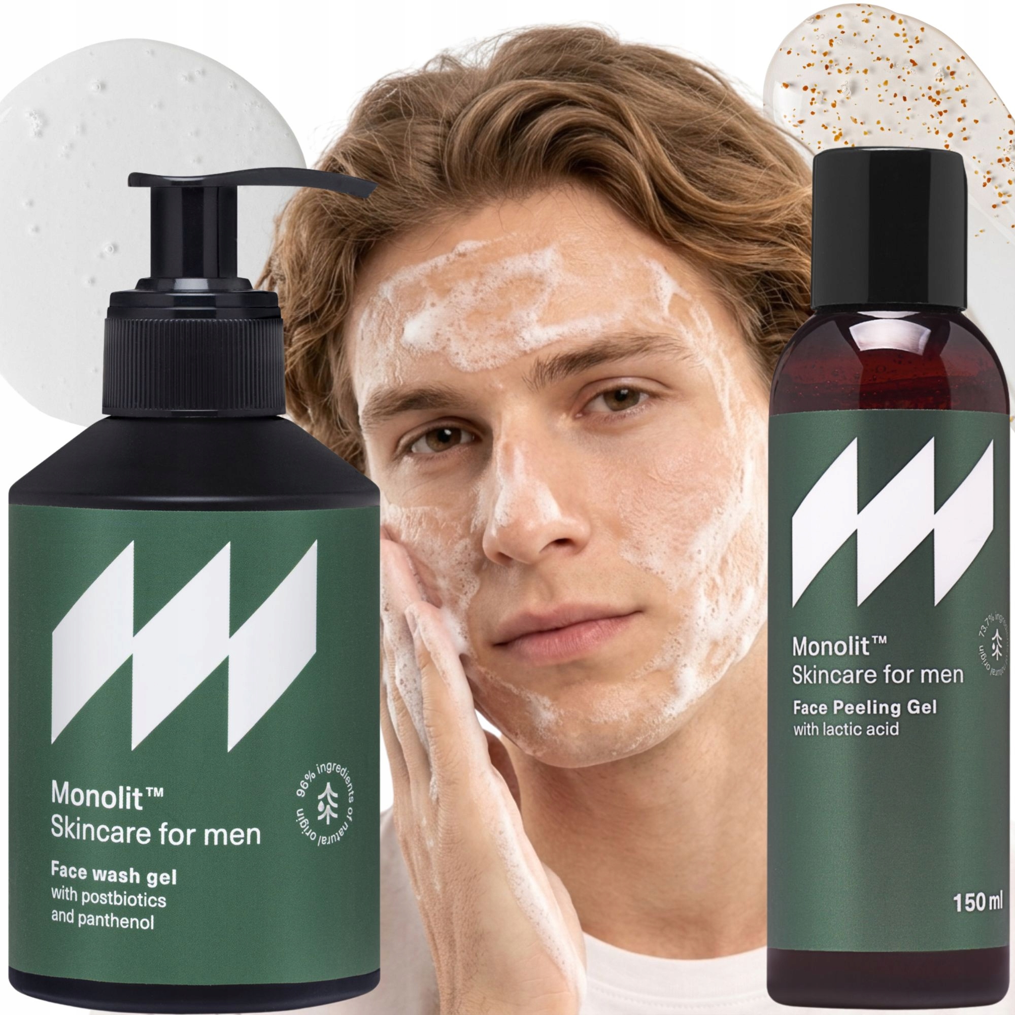 Sada Gel na mytí obličeje vousů Peeling pokožky Pro Muže Monolit