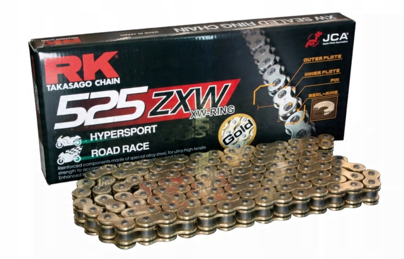 Rk Hnacia Reťaz 525ZXW-110 (xw-ring) S Uzáverom (clf) V Súprave Farba Zla