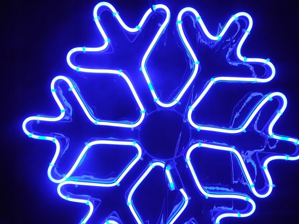 

Śnieżynka Płatek Niebieski Neon Led Ozdoba Gwiazda