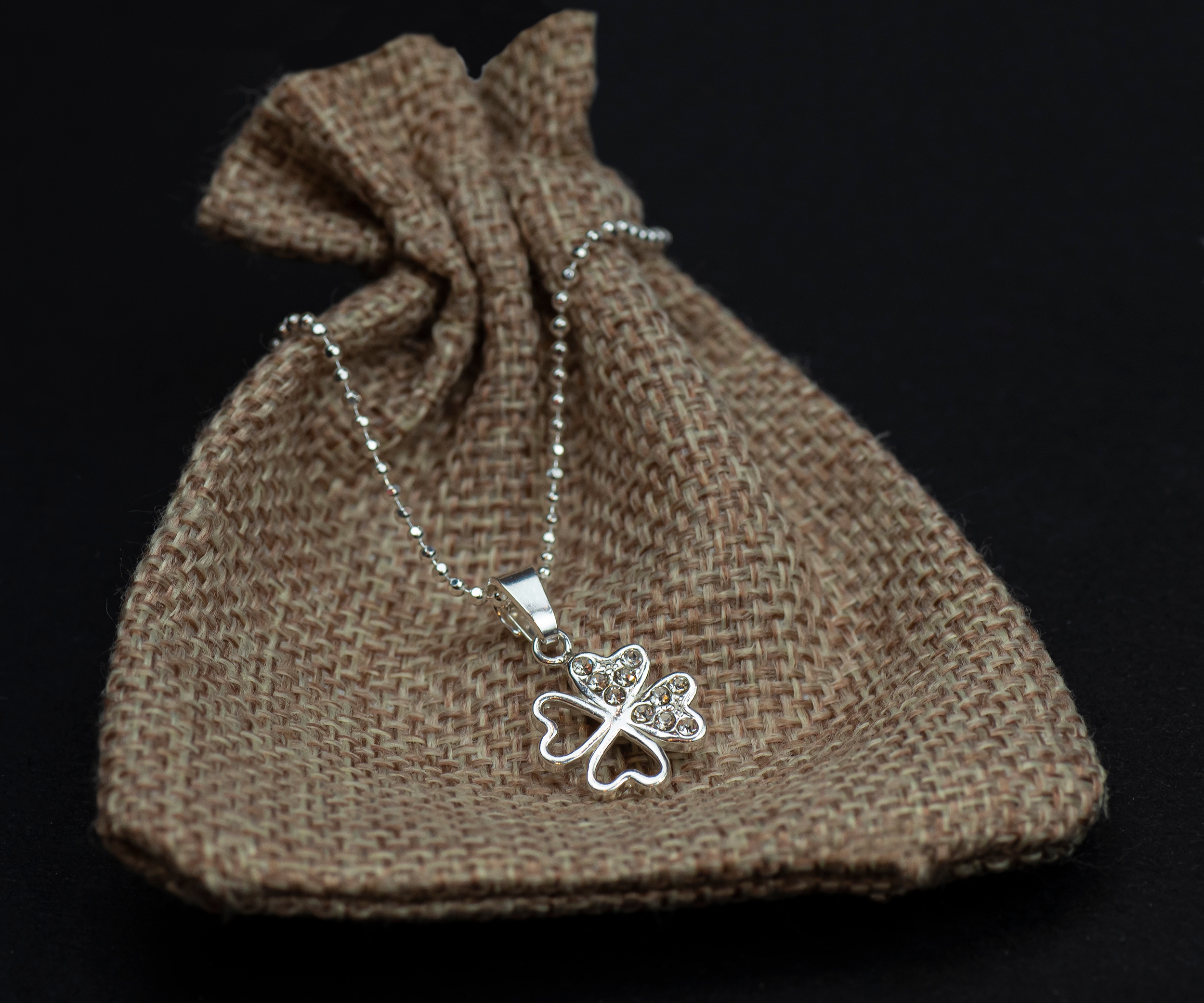 Kryształowy Wisiorek Koniczynka + ŁAŃCUSZEK srebro Kod producenta Eve Art