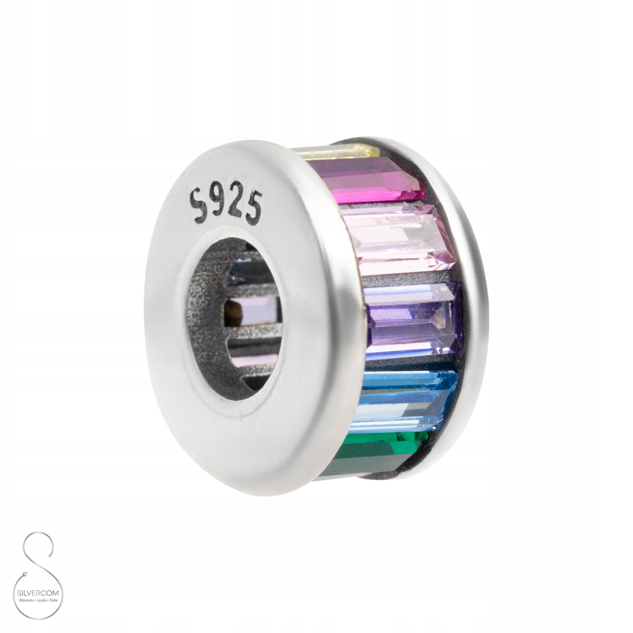 Charms Stříbrný Korálek Na Modulární Náramky, Barevné Zirkony Ag 925