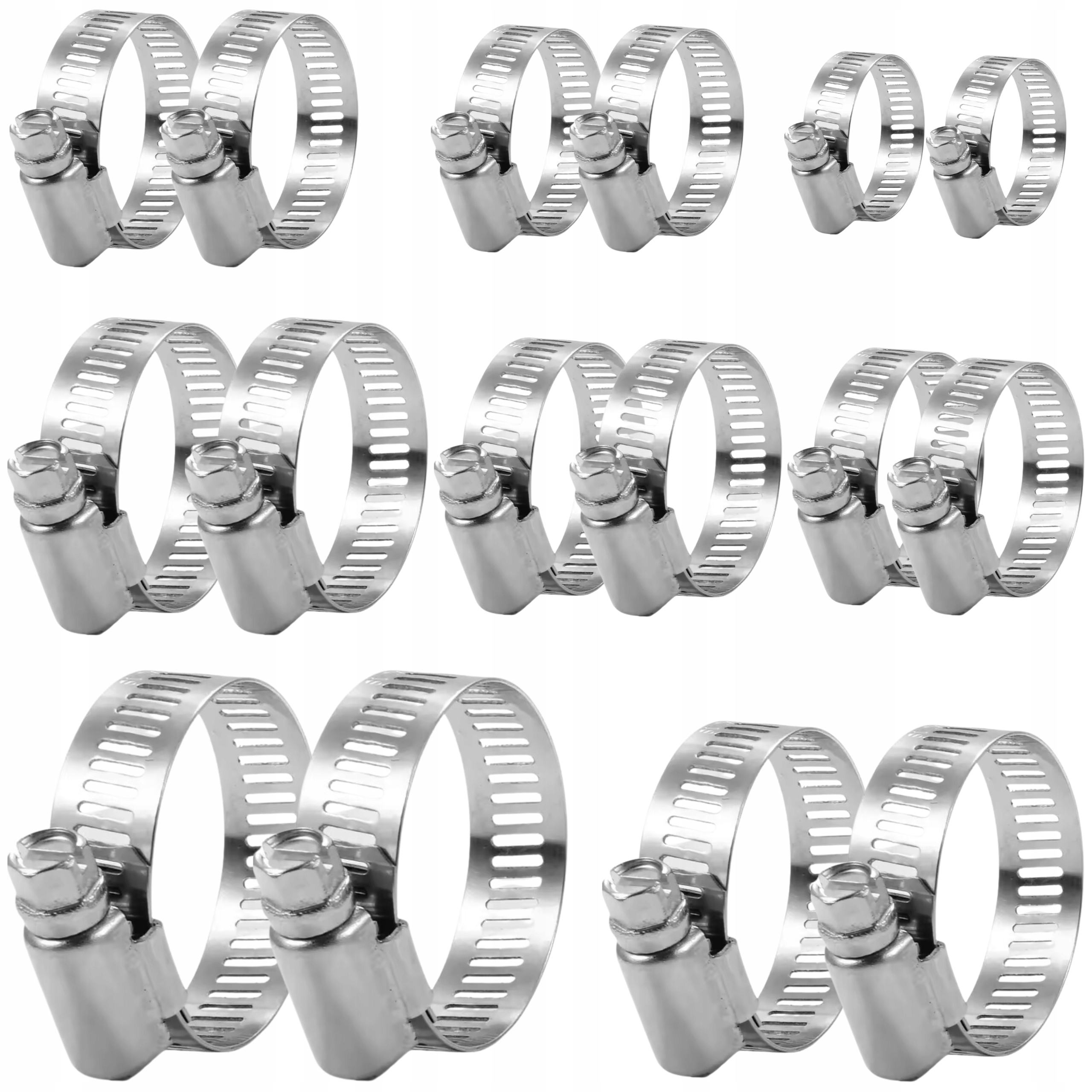 METALOWE OPASKI ZACISKOWE STALOWE ZESTAW OPASEK ZACISKOWYCH ŚLIMAKOWYCH 16