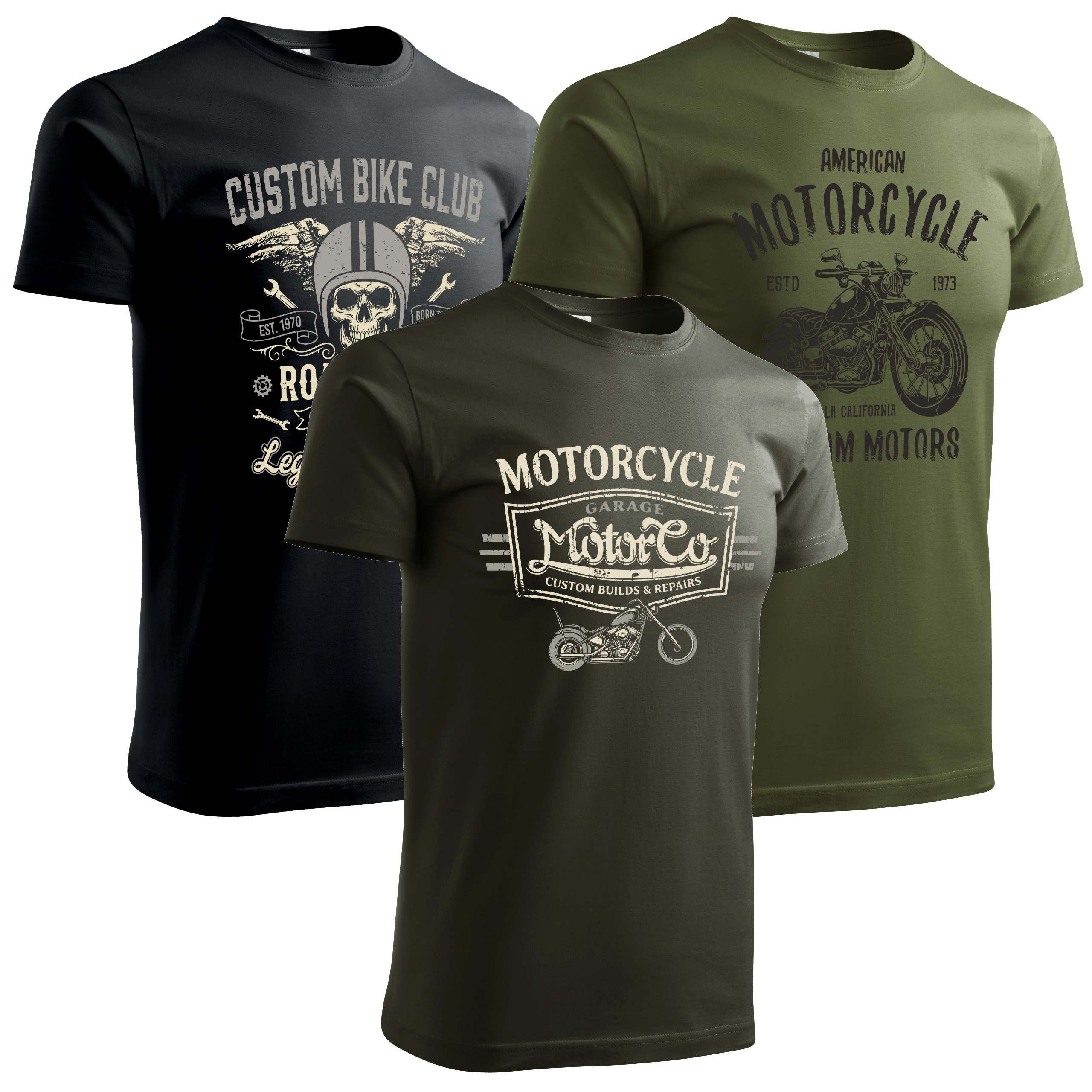 Koszulki męskie 3pak zestaw koszulek z nadrukiem Motocykle fan 3szt T-Shirt
