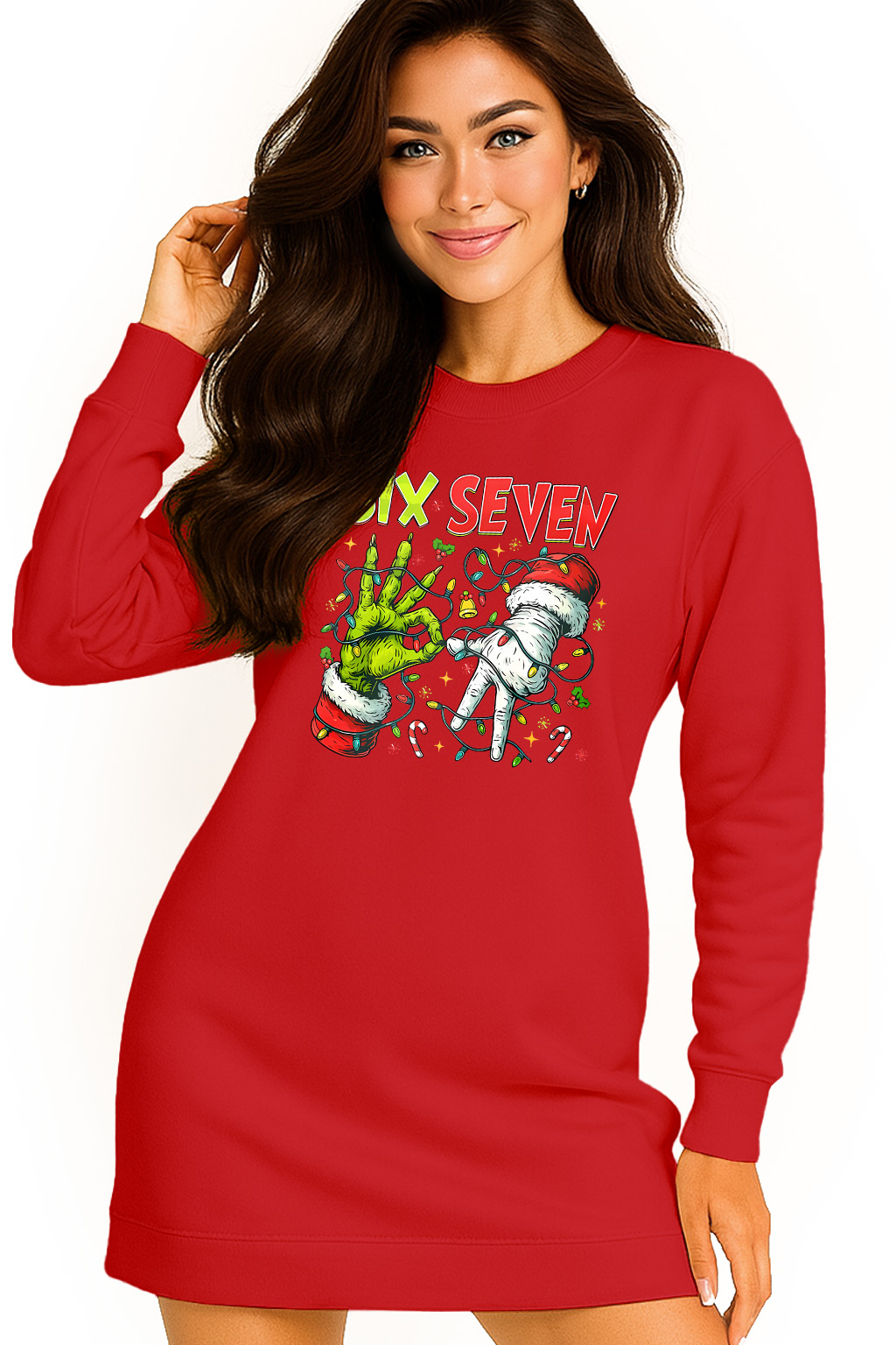 Mikina Dámská Vánoční Oversize Šaty Six Seven 67 Grinch Dárek XXL