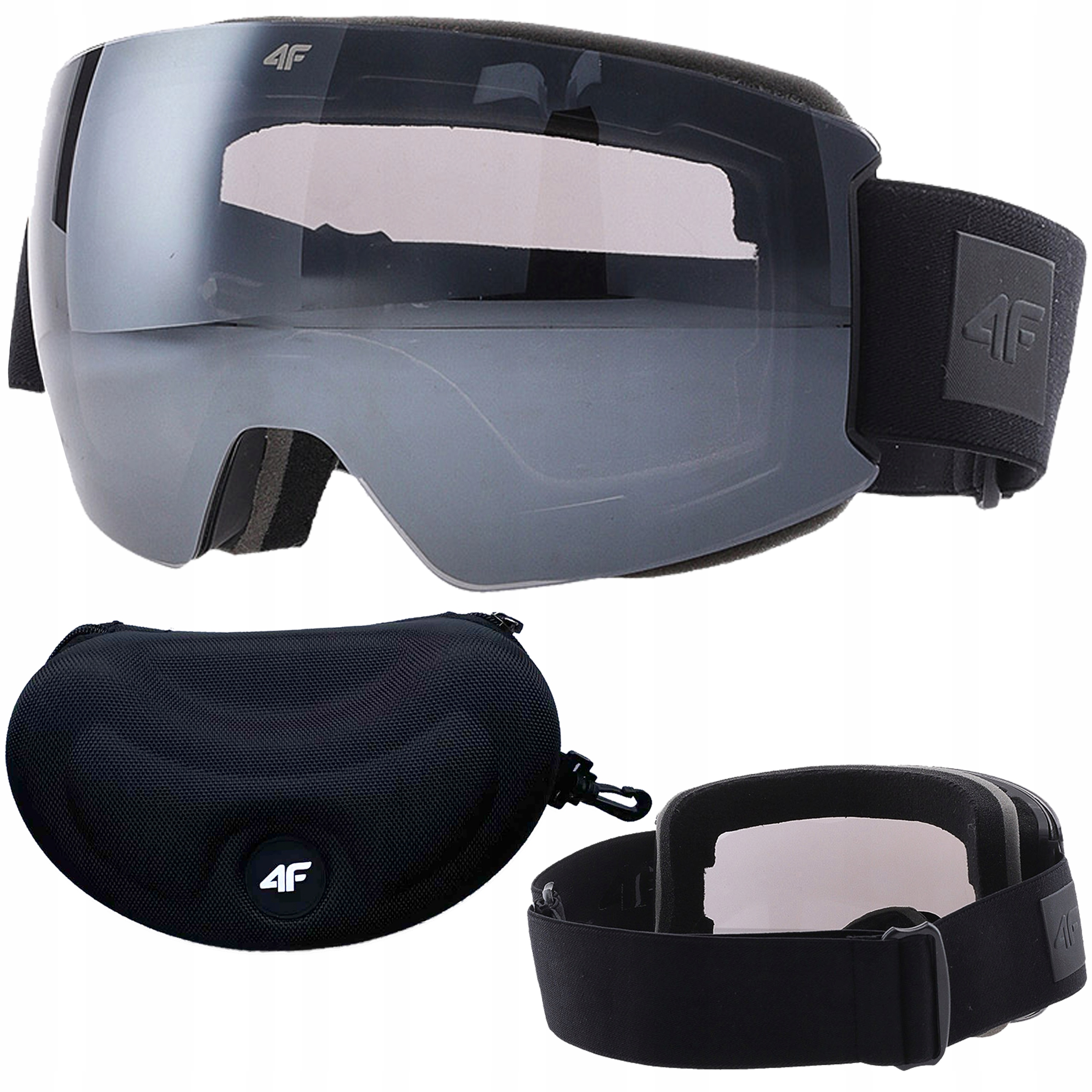 Gogle Narciarskie 4F Snowboardowe Z Powłoką Lustrzaną Czarne Futerał