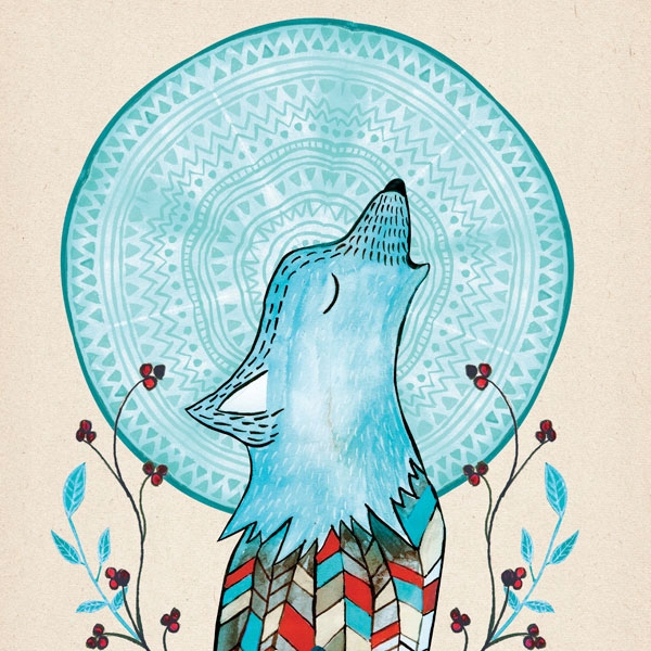 Plakat Wilk Księżyc 50x70cm styl Boho Marka inna