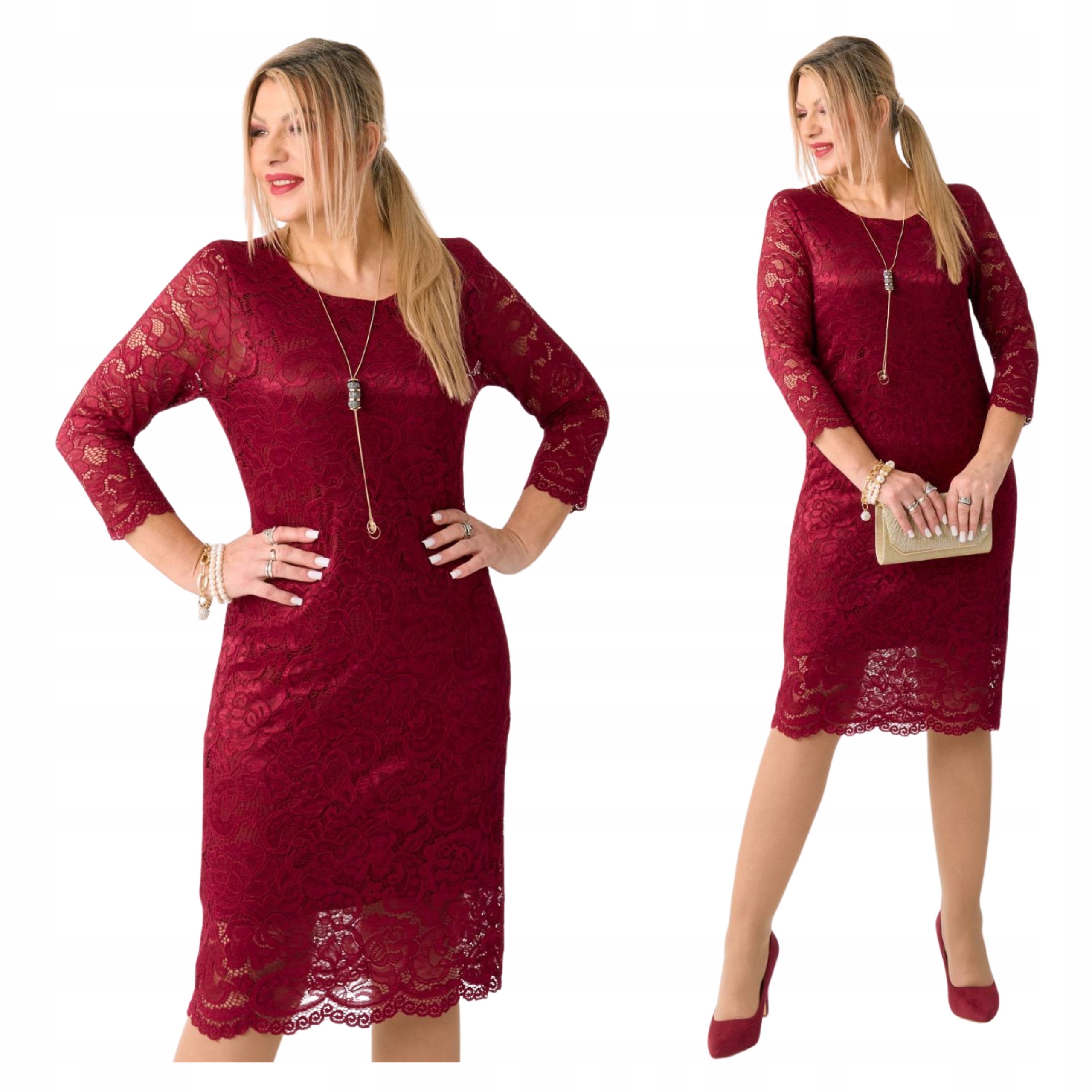 Sukienka koronkowa midi duże rozmiary Polski Producent na komunię