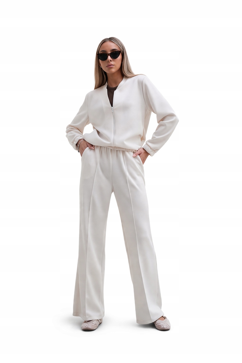 Luxusní dámský komplet Máslo Rozepínací Mikina Kalhoty Premium Krém 40