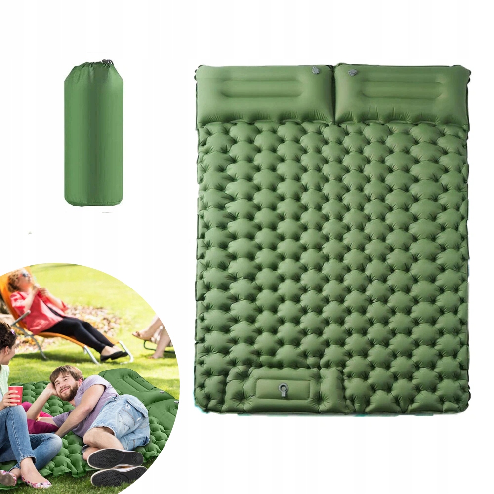 Samonafukovací podložka Matrace Karimatka dvoulůžková s polštářem 196 x 125 cm