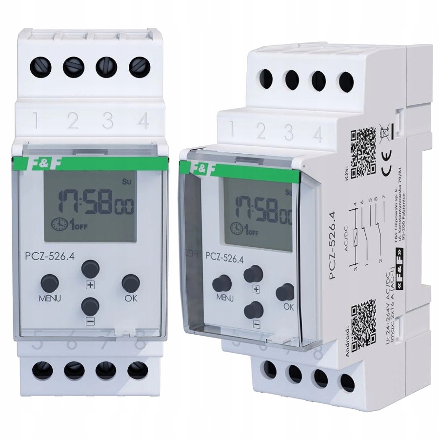 Dvoukanálový orloj F&f Ovladač osvětlení 16A Din Nfc